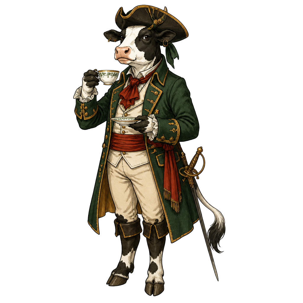A cheerful dolphin pirate in a captain's hat