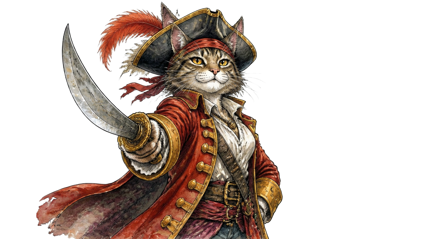Kira the tiger pirate kicking a shark guard across the deck