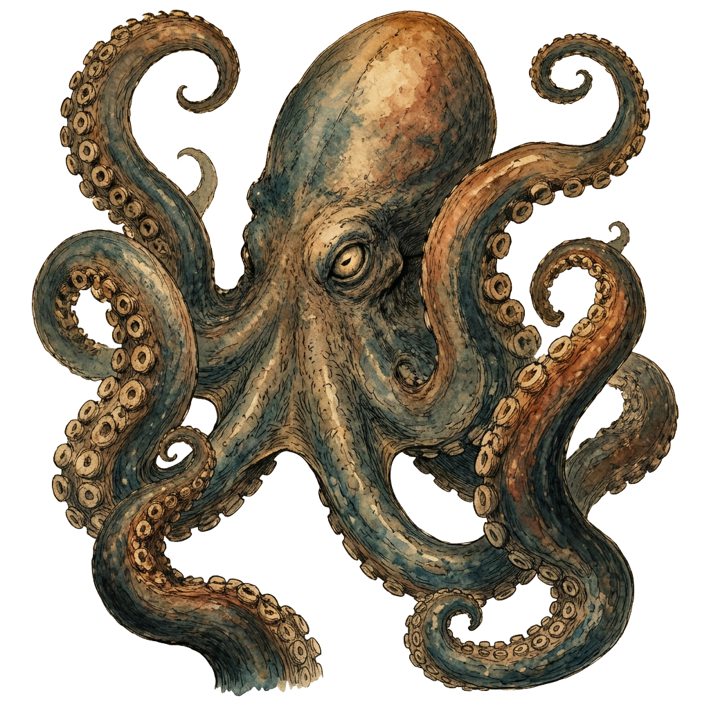 Kraken tentacles rising from the waves