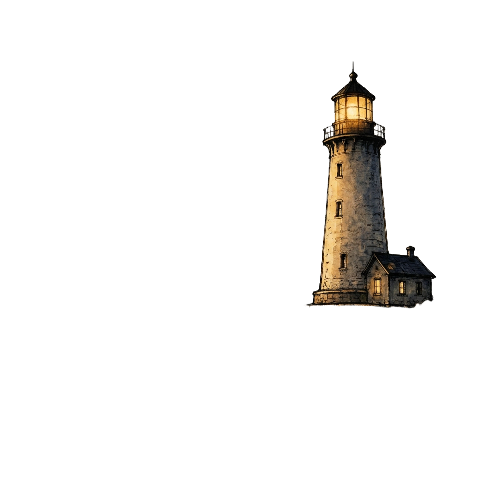 A storm swallowing a ship near a lighthouse