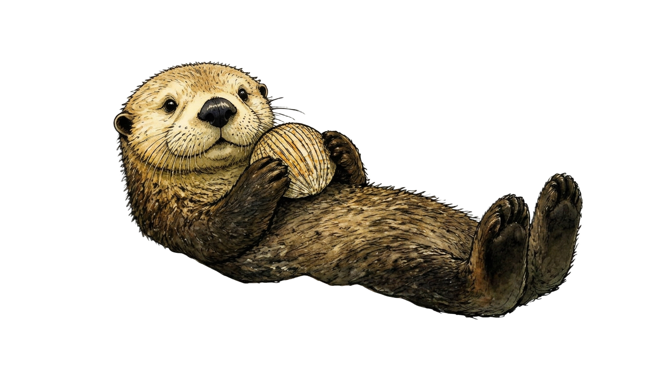 An otter captain at the ship's wheel